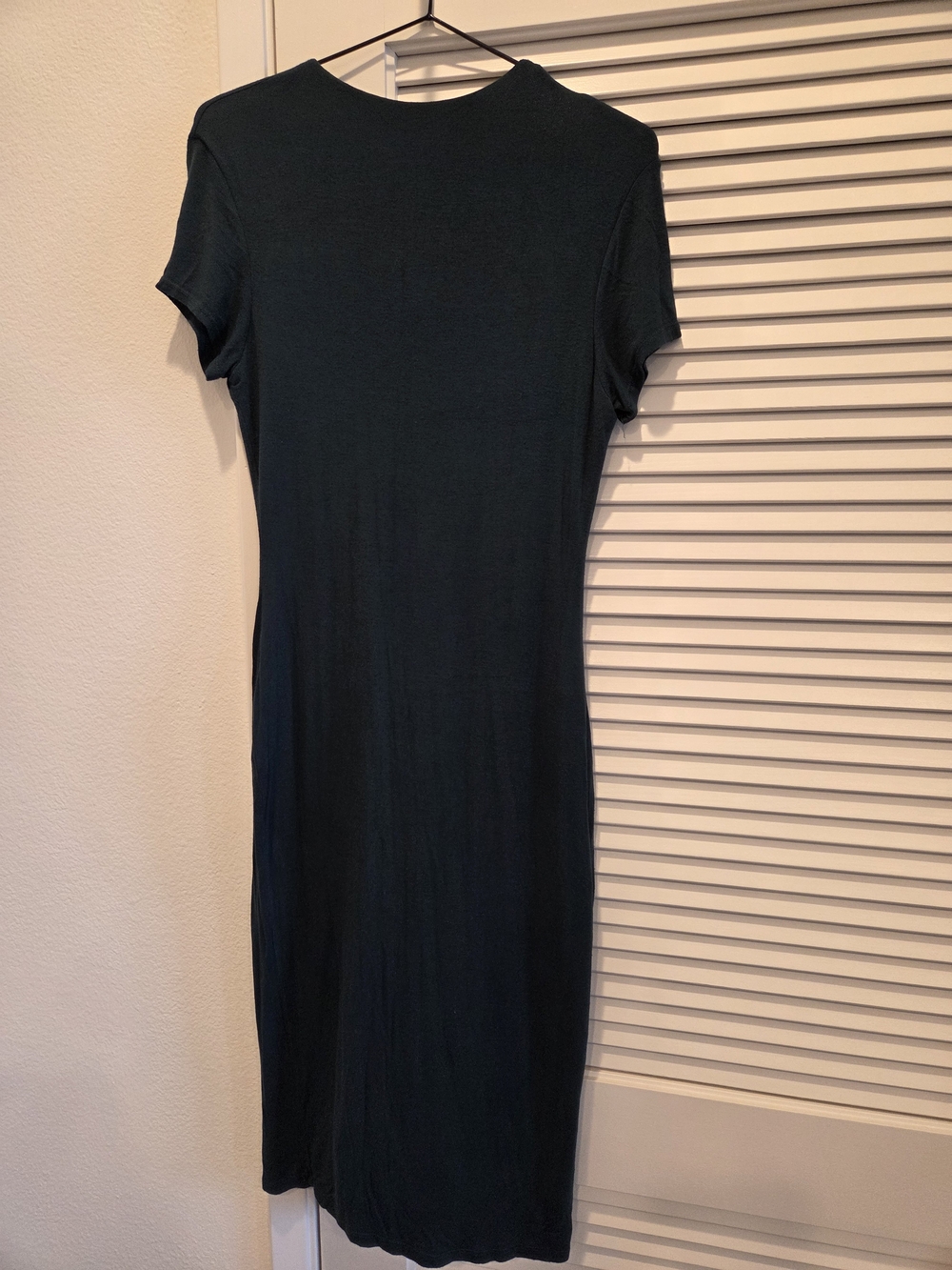 Women's Classic Short-Sleeve Midi Dress in Dark Teal - Size L